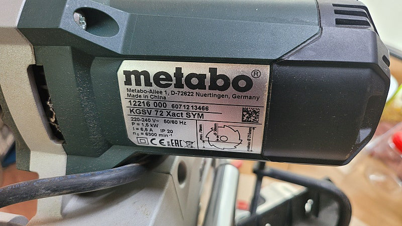 메타보8인치 슬라이딩 각도 절단기 이미지