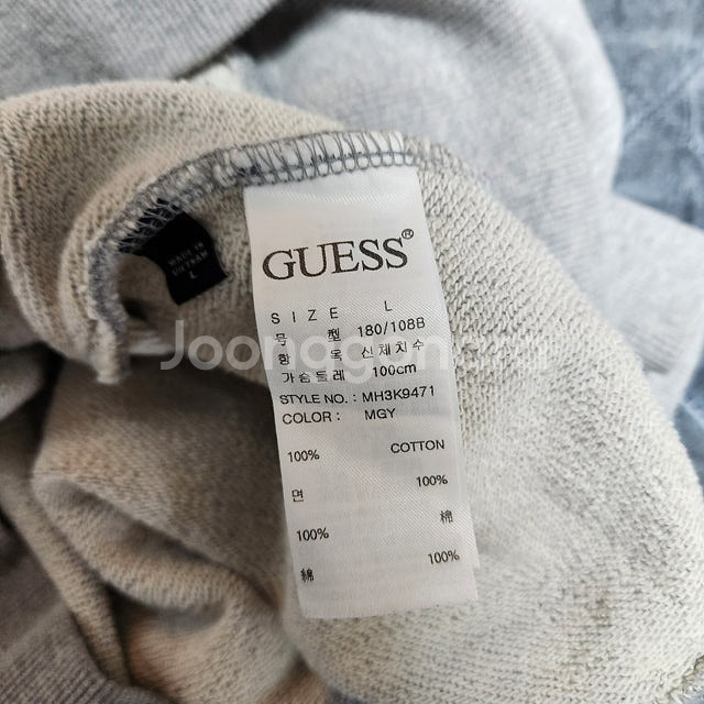 [L] GUESS 게스 송치로고 후드티셔츠, 그레이, ...--2