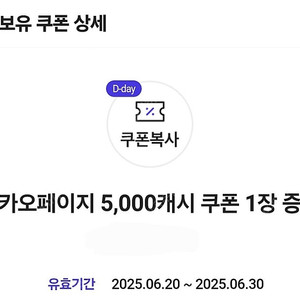 카카오페이지 5천원권 2장