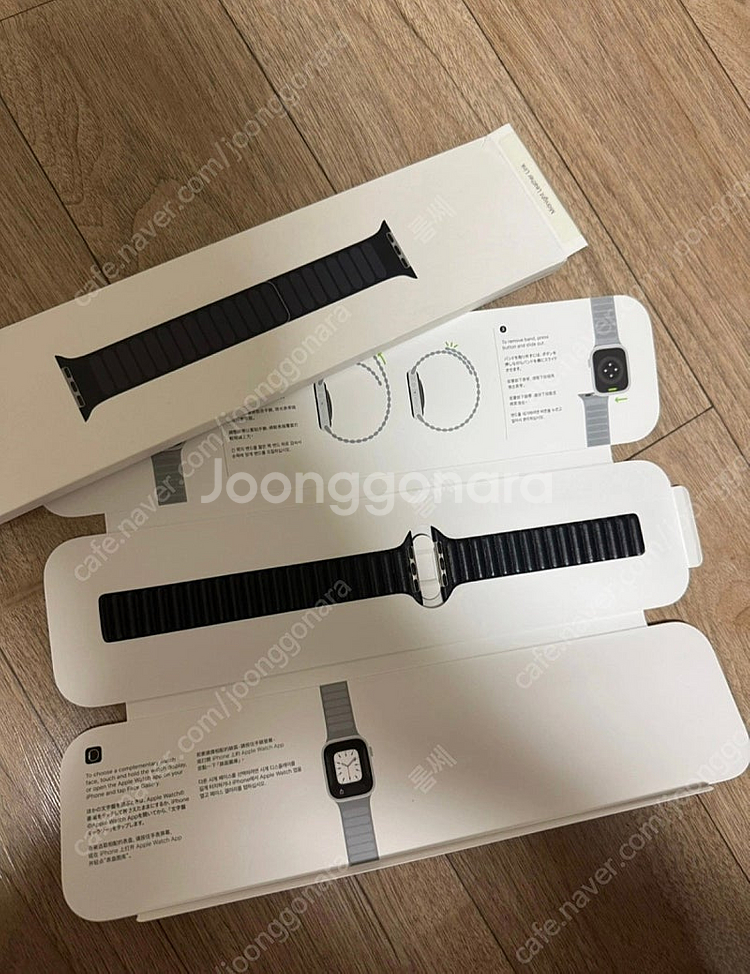 애플워치 가죽/레더링크 스트랩 45mm 미드나이트--0