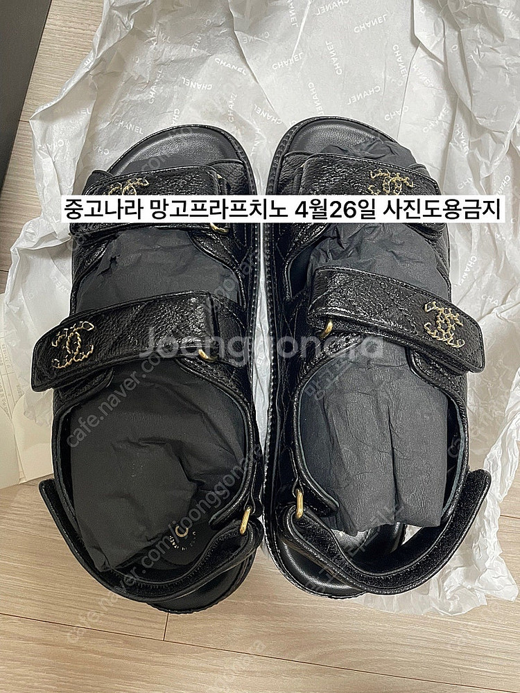 (38,250)샤넬 밸크로 벨크로 샌들 캐비어 블랙 g...--2