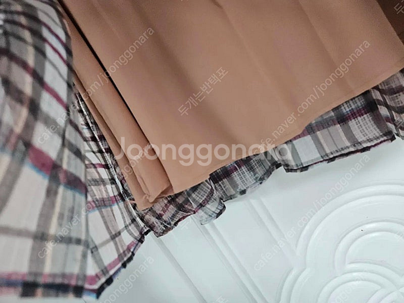 sjsj 플리츠 나풀나풀 아주가벼움 미디스커트 치마--4
