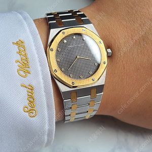 [정품] 오데마피게 로얄오크 33 울트라슬림 울트라씬 차콜그레이 12P 다이아 18K 콤비 (Audemars Piguet Royal Oak Ultra-Slim Diamond Two
