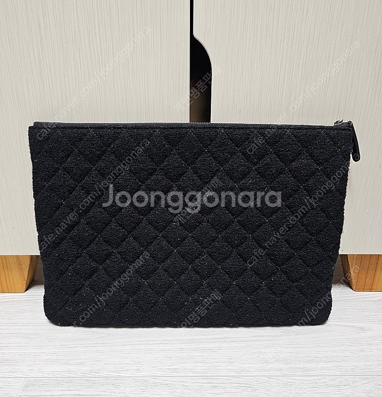 정품 한정판 샤넬 트위드 라지 클러치--4