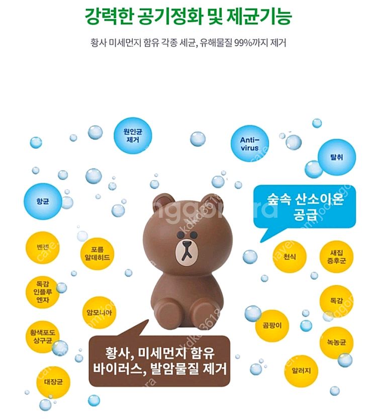 라인프렌즈 브라운 미니 공기청정기 새상품--2