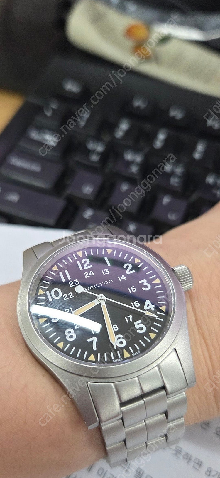 해밀턴 카키필드 38mm 검판 메카니컬--3