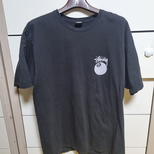 스투시 에잇볼 반팔 티셔츠 블랙 xl 정품 택비 포함 반팔티