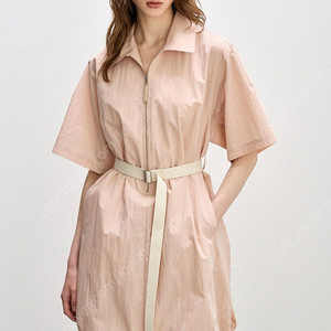 한섬 시스템 크링클 벨티드 칼라 집업 드레스