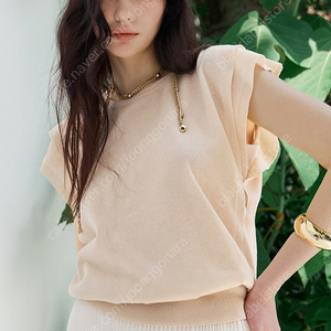 랑방 레이어드 패널 글리터 니트 탑