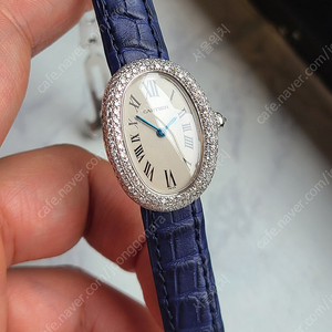 [정품] 까르띠에 베누아 풀다이아몬드 18K 화이트골드 스몰 여성용 (Cartier Baignoire 18K WG SM)