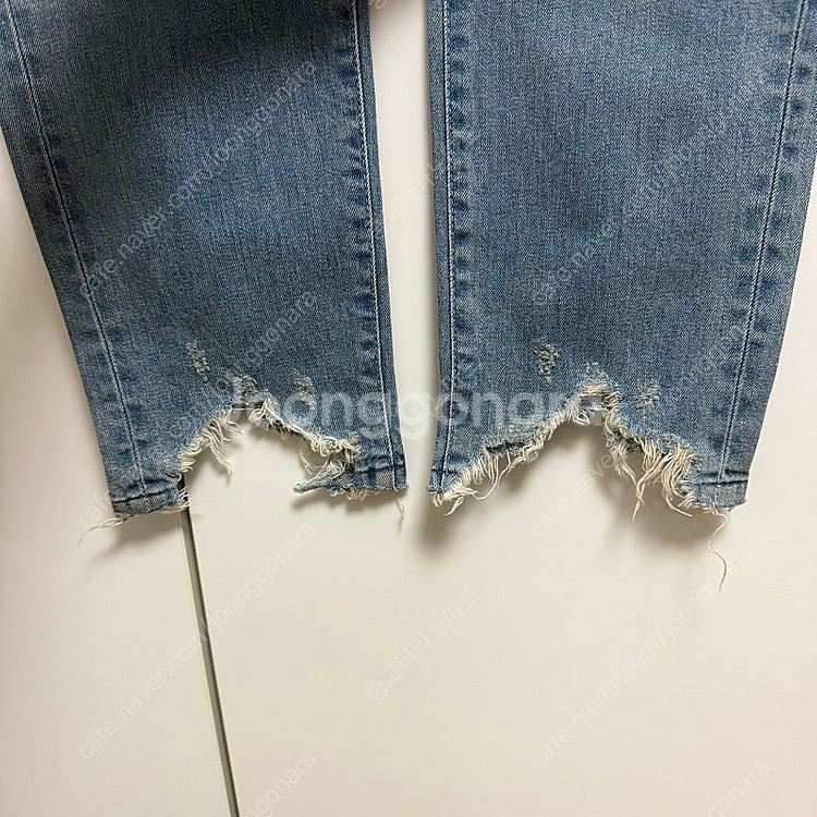 플랙(PLAC)남성 찢어진 청바지 슬림 크롭 데님팬츠 (M33)--3