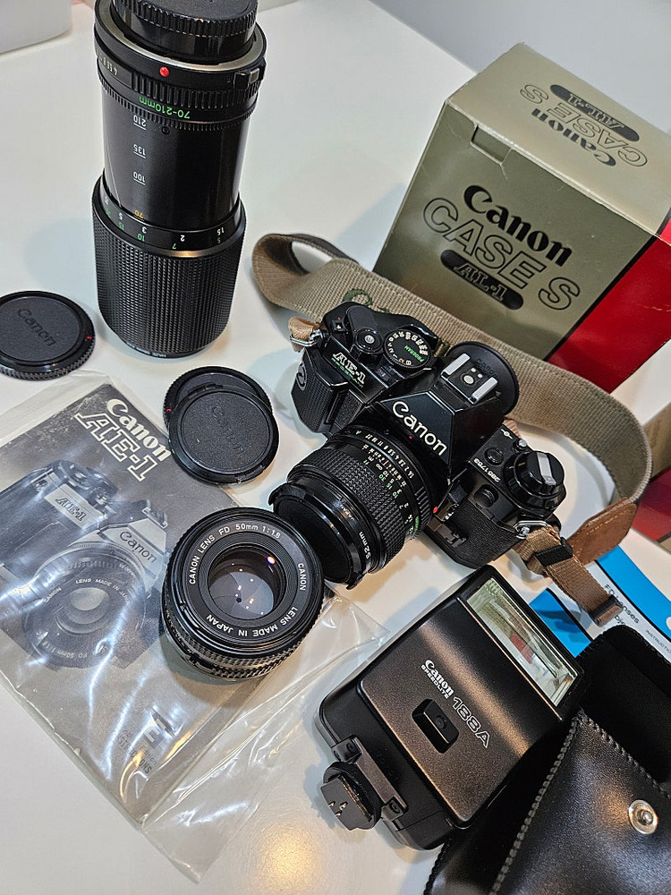 (특A++) 캐논 AE-1 프로그램 필름 카메라 줌 렌즈 플래쉬 세트 이미지
