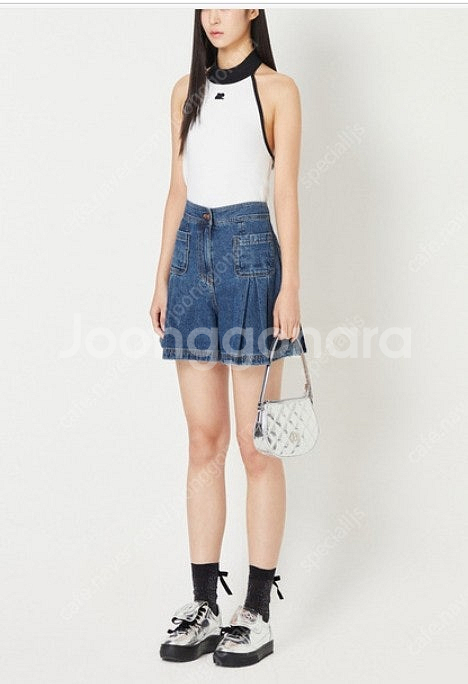 럭키슈에뜨 캉캉 스커트, 데님 쇼츠 팬츠 24ss 프릴...--0
