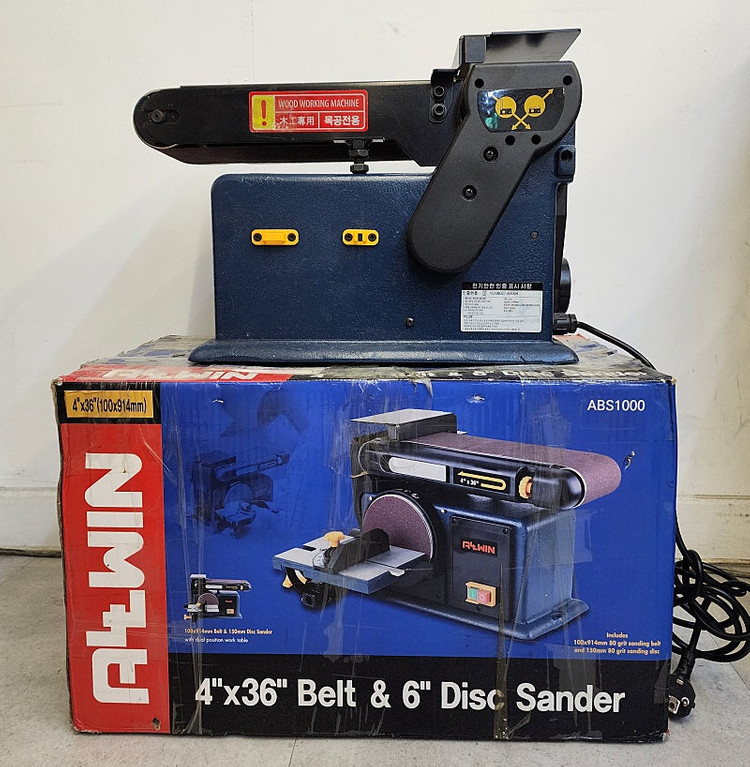 신품급 목공 센더기 올윈 벨트센더 ABS1000 + 사포 벨트 1박스 일괄 정리합니다.--1