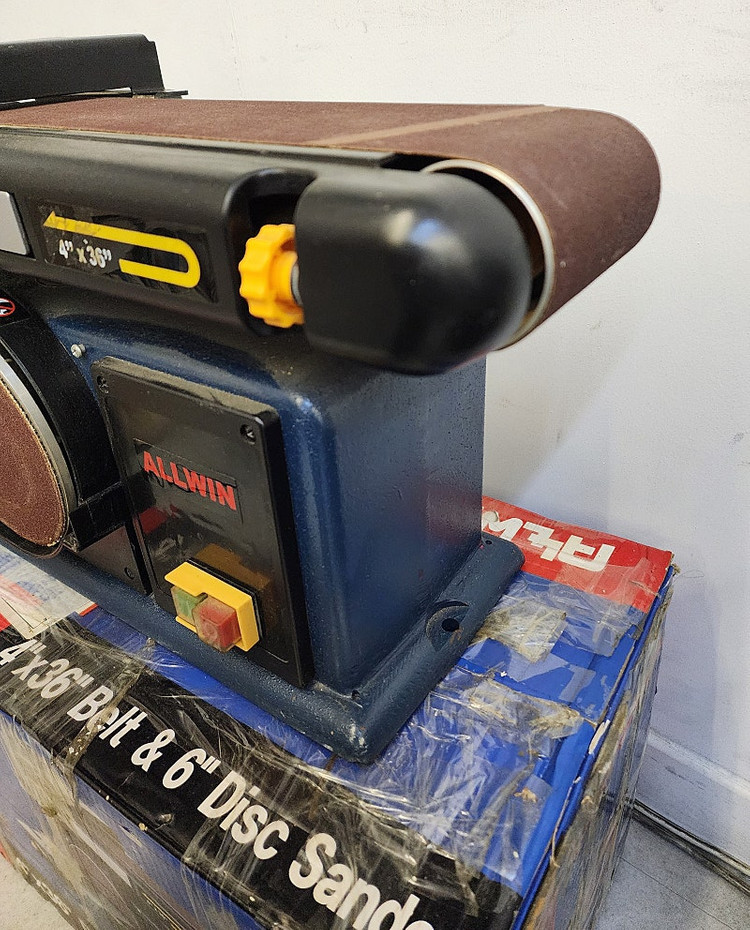 신품급 목공 센더기 올윈 벨트센더 ABS1000 + 사포 벨트 1박스 일괄 정리합니다.--4