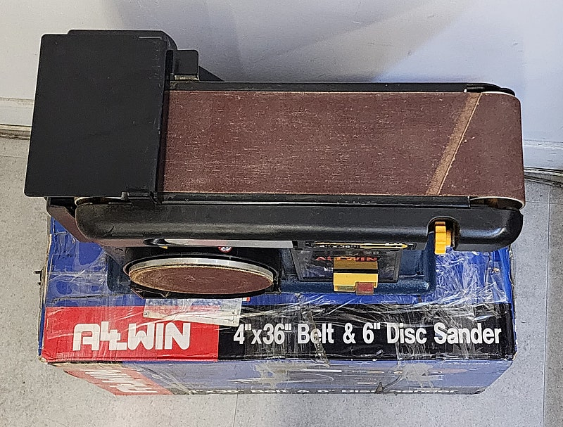 신품급 목공 센더기 올윈 벨트센더 ABS1000 + 사포 벨트 1박스 일괄 정리합니다.--7