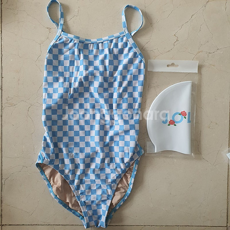 졸린 신 로지수모 + 리얼리굿스윔 체커보드 스카이블루 ...--0