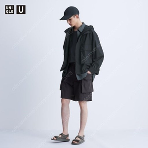 유니클로 파라슈트 카고 쇼트 팬츠 반바지 블랙
