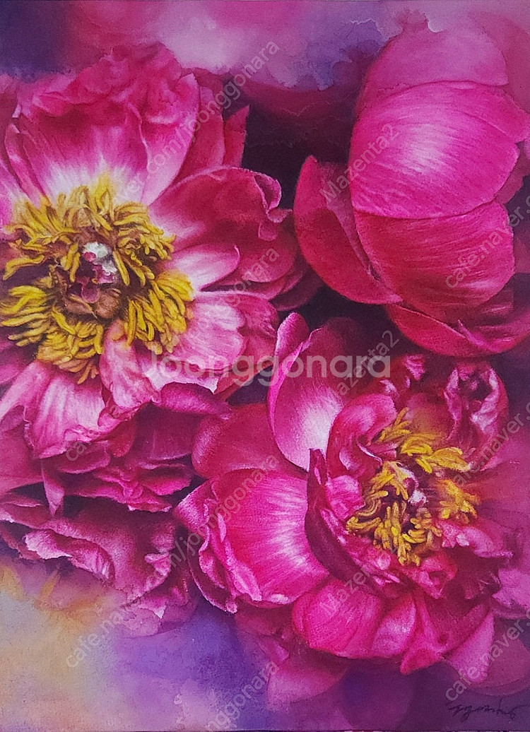 행복 Watercolor 수채화 꽃그림--0