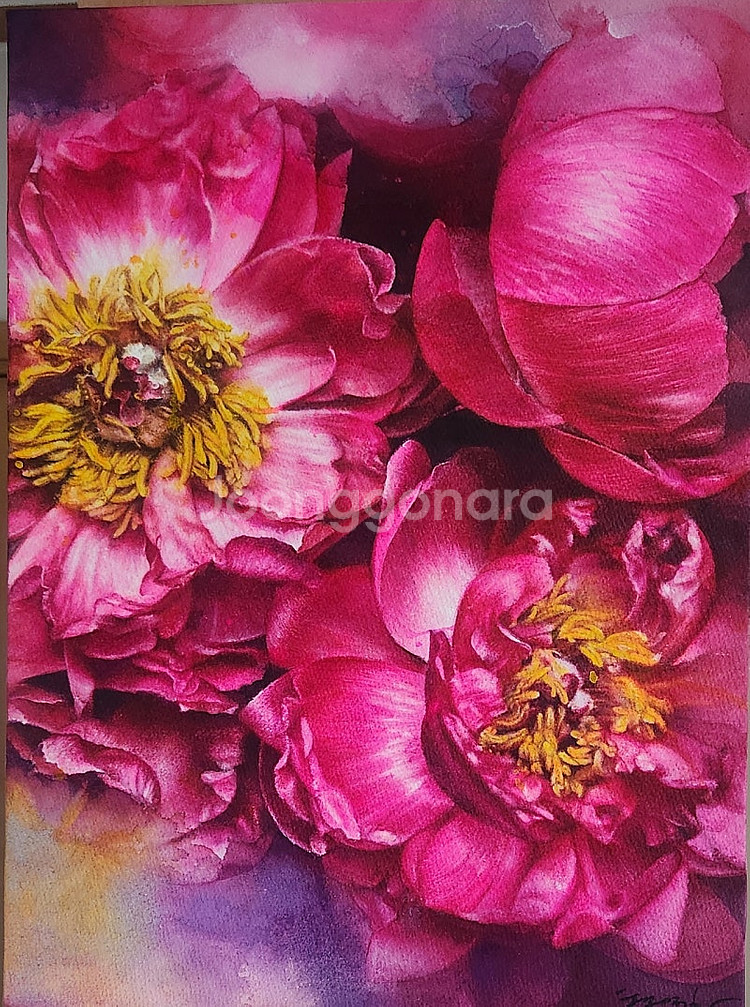 행복 Watercolor 수채화 꽃그림--5