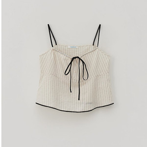 타낫 T/T Ribbon sheer sleeveless top (beige)