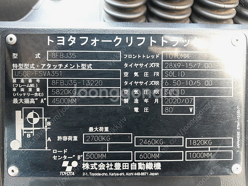 도요타 전동지게차 3.5톤 3단 4500MM 자동발편개...--5