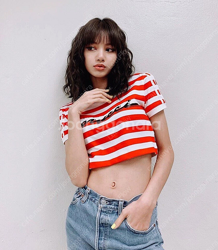 피오루치 x 아디다스 여성용 스트라이프 크롭 탑 티셔츠--3