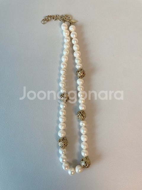담수진주 앤틱볼 목걸이 (새상품)--1