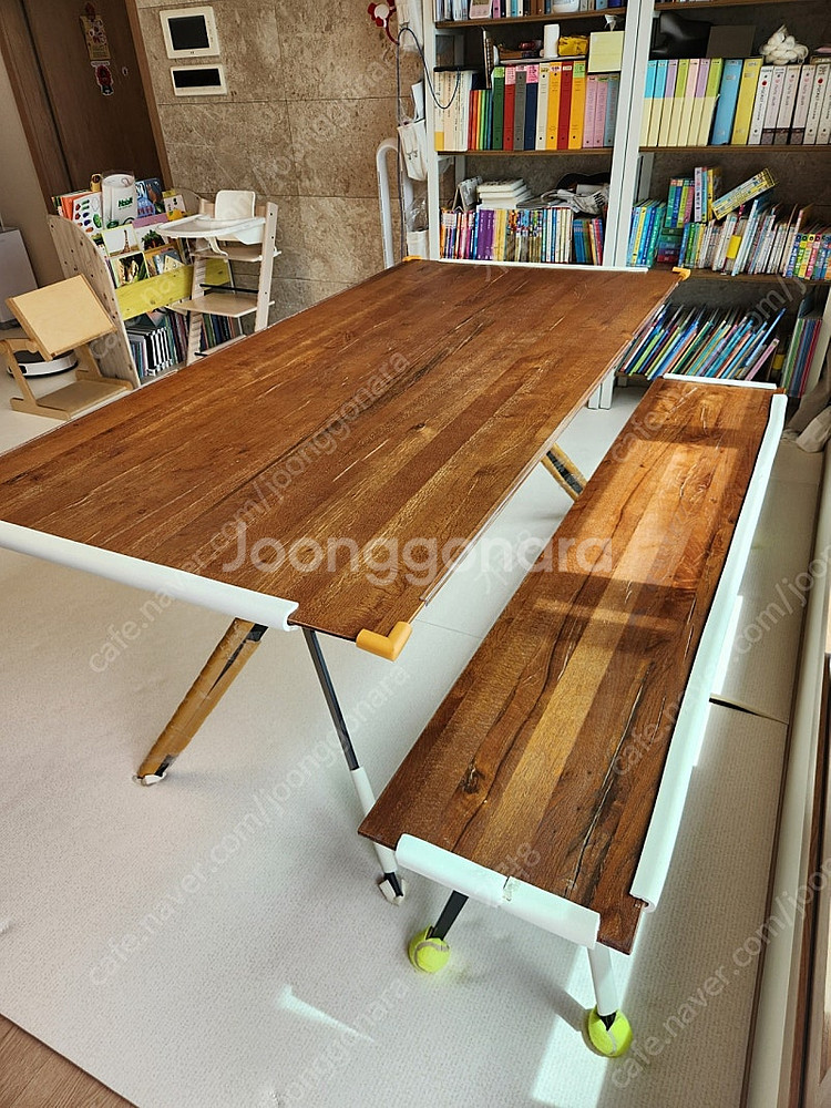 까사미아 원목 6인 식탁(테이블) + 3인 의자벤치--8