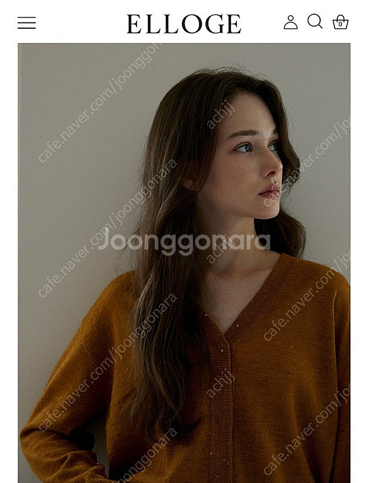 엘로주 글리터 시퀸 가디건 오렌지카멜--0