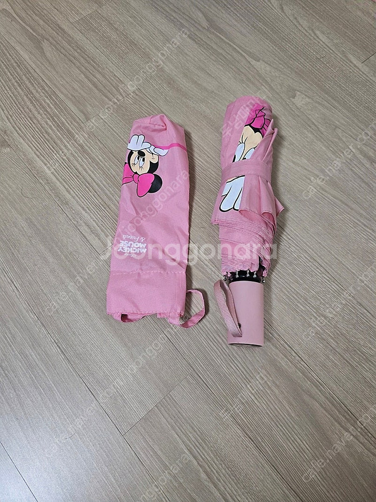 미니마우스 3단 완전 자동 우산 핑크 팔아요--1