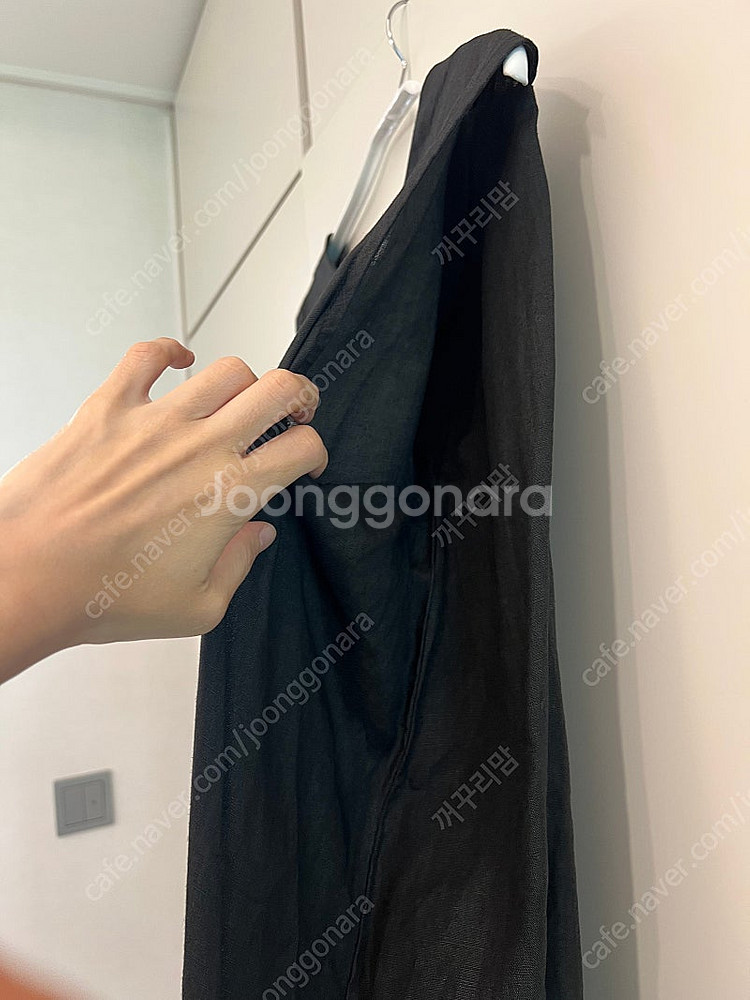 A라인 민소매 나시 린넨 롱 맥시원피스!! 블랙칼라 사...--4