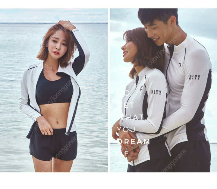 당일발송)새상품 화이트 커플 래쉬가드 / 빅사이즈 수영복/여성 남성 래쉬가드--1