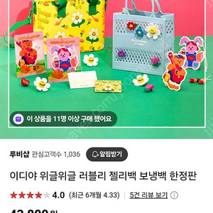 이디야 위글위글 러블리 젤리백 보냉백 한정판