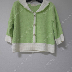 마인니트컬러블록숄버튼니트탑F