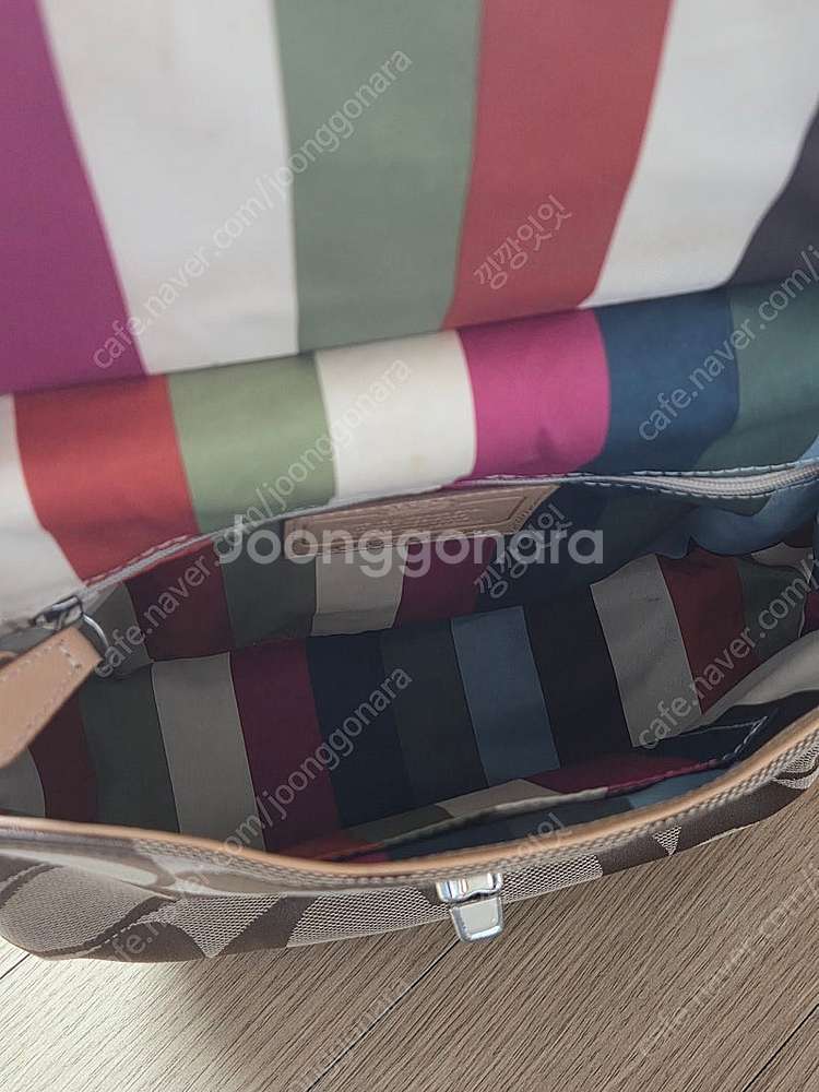 코치 토트백 크로스백 가방 베이지 자가드 백 정품--6