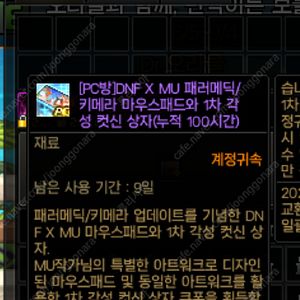 던파 pc방 100시간 패러메딕/키메라 마우스패드+컷신 팝니다