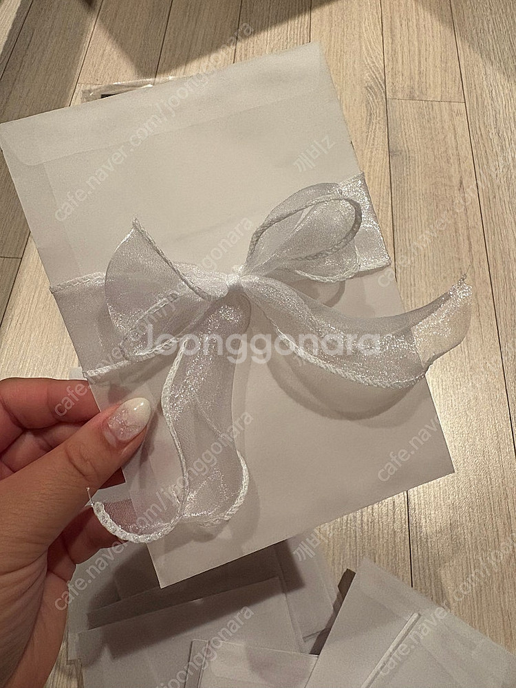 셀프 청첩장 봉투 리본 스티커 완성품--1