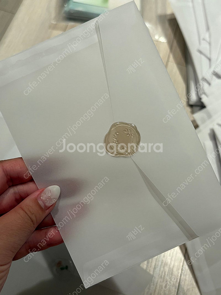 셀프 청첩장 봉투 리본 스티커 완성품--2
