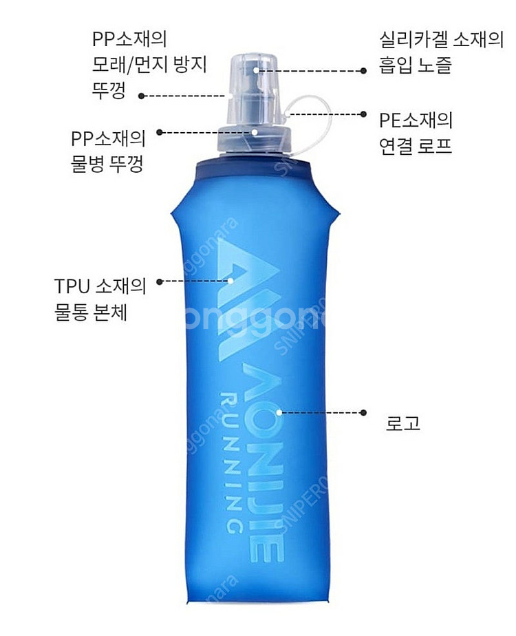 마라톤 트레일 러닝 자전거 등산 야외용 소프트 물병 물...--1