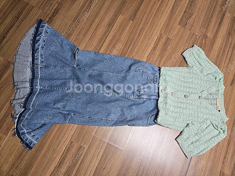 한섬 오즈세컨 데님스커트 티블라우스--0