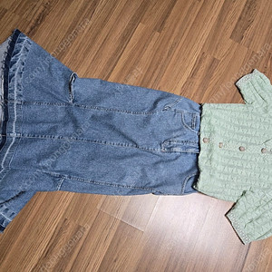 한섬 오즈세컨 데님스커트 티블라우스