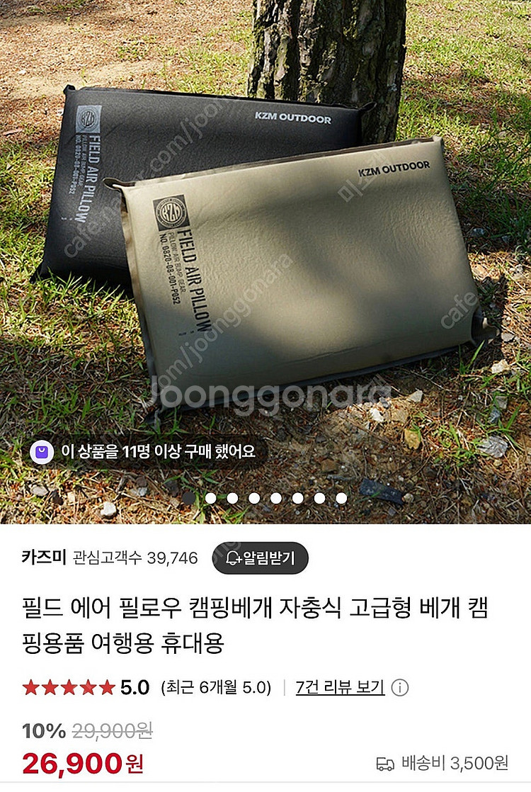 필드 에어 필로우 캠핑베개 자충식 고급형 베개--3
