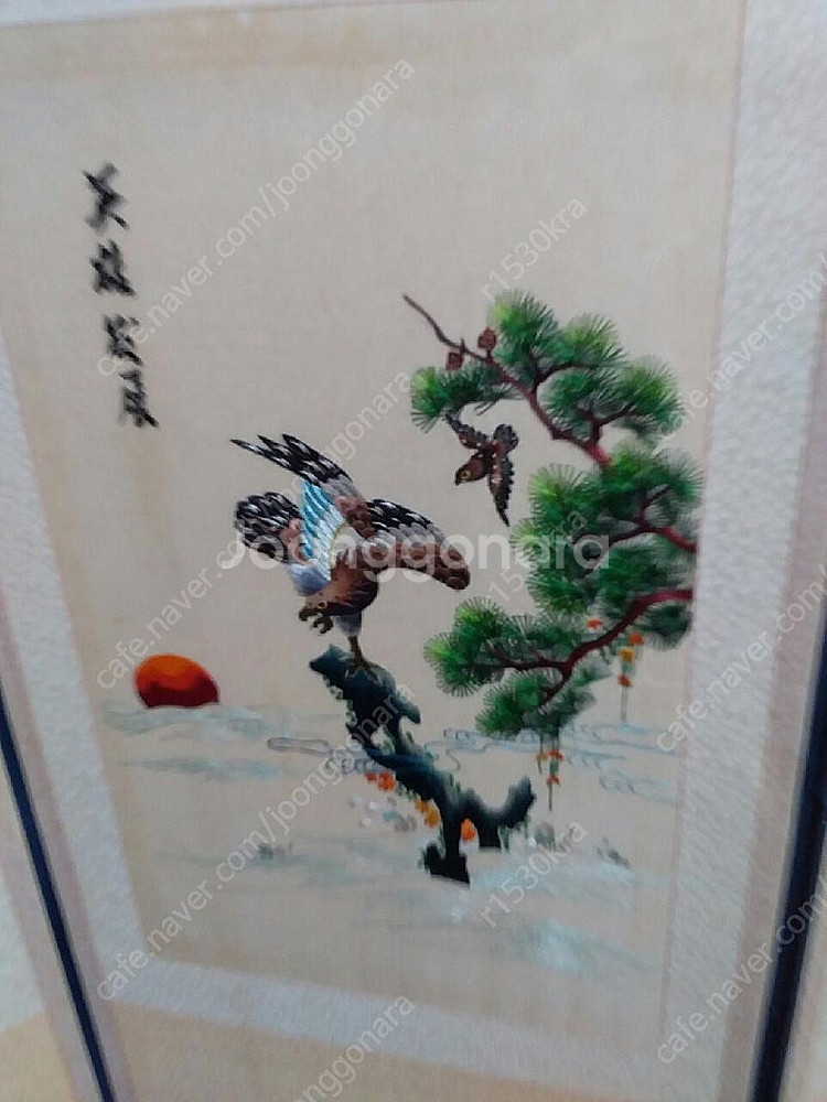 화조도 자수병풍 8폭--8