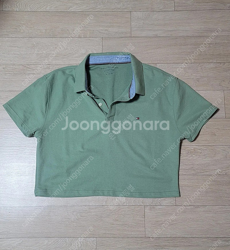 편택포) 타미힐피거 녹차색 크롭 카라티 반팔티 김코디 ...--0