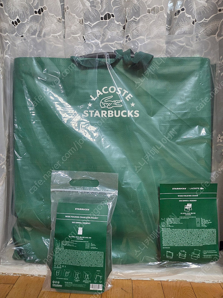 스타벅스 라코스테 캠핑의자+사이드포켓, 스타벅스 헌터 우산 블랙 이미지