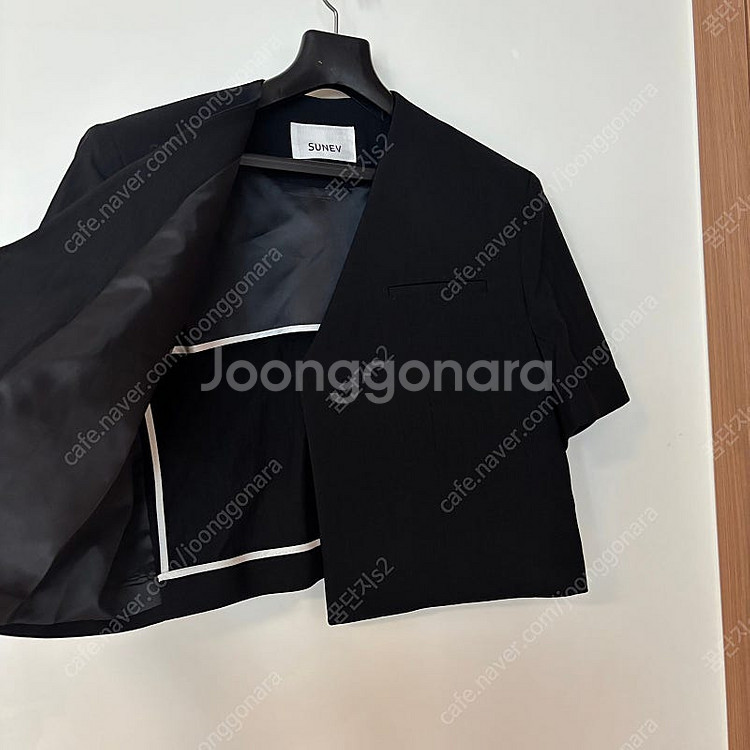 브이넥 노카라 블랙 반팔 고퀄자켓 하객룩 출근룩 결혼식...--2