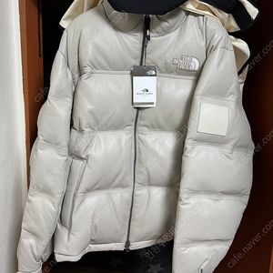 노스페이스 화이트 라벨 레더 눕시 다운 자켓 베이지