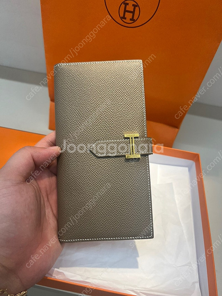 정품 에르메스 베안 장지갑 에토프 금장--0