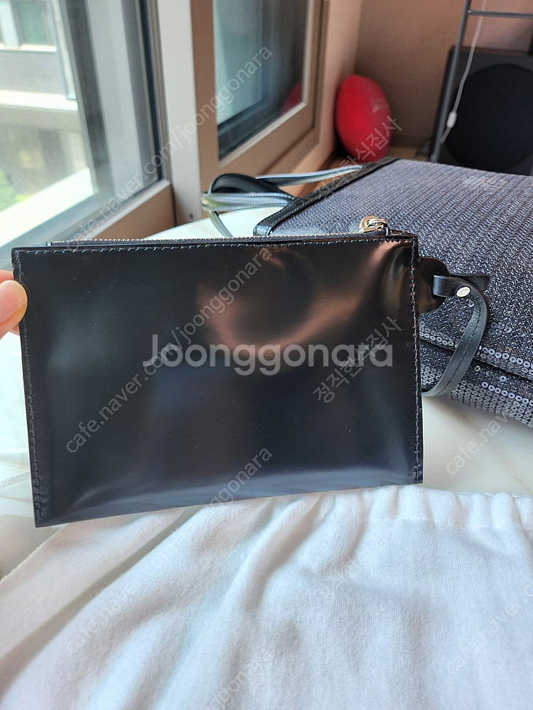 프라다 매쉬 메쉬 토트백 블랙 세퀸 스몰 파우치포함 새...--7